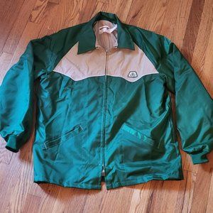 Vintage 1970s Pioneer Seed Logo Mens Nylon Zip Jacket Green White